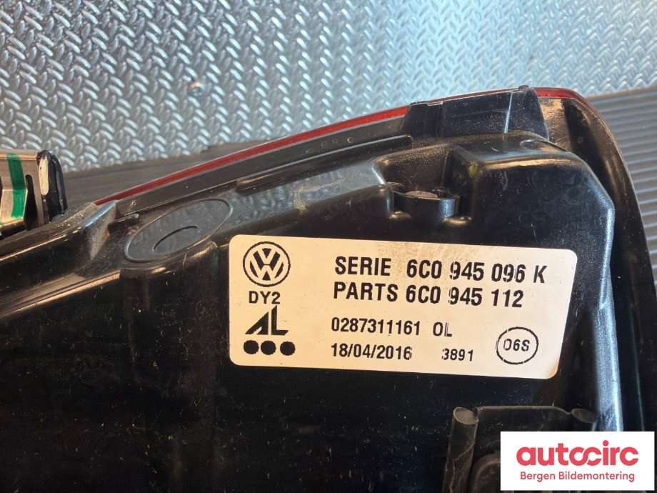 Baklykt høyre til VW Polo 2014-2017 (Type V, Fase 2)  (VOLKSWAGEN|6C0 945 096 K|)
