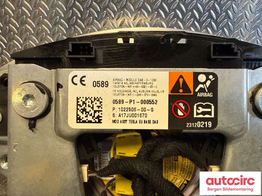 Airbag rattpute til Tesla Model X 2016-->> (TESLA|1022506-00-G|)