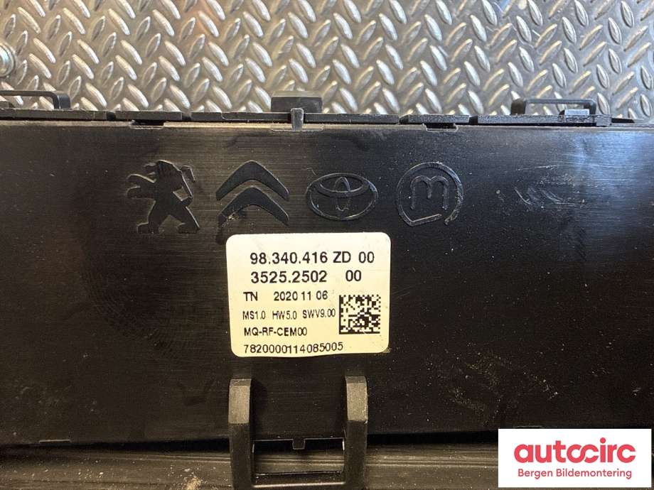 Varmeapparat betjening til Peugeot Partner 2019-->> (Type III)  (PEUGEOT|98 340 416 ZD|98 081 722 ZD|)