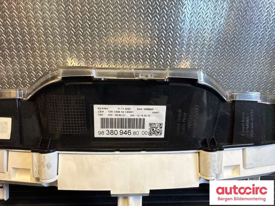 Speedometer til Peugeot Partner 2019-->> (Type III)  (PEUGEOT|98 380 946 80|)