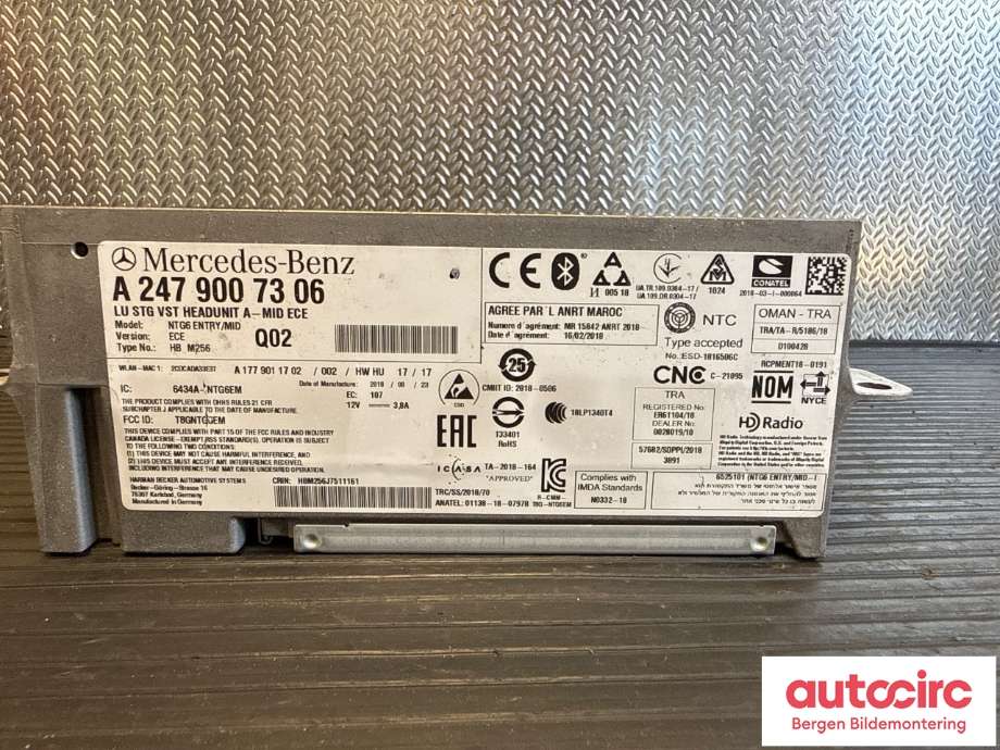 Bilstereo forsterker til Mercedes Sprinter 2018-->> (907/910) (907/910) (MERCEDES|A 247 900 19 12|A 247 900 73 06|)