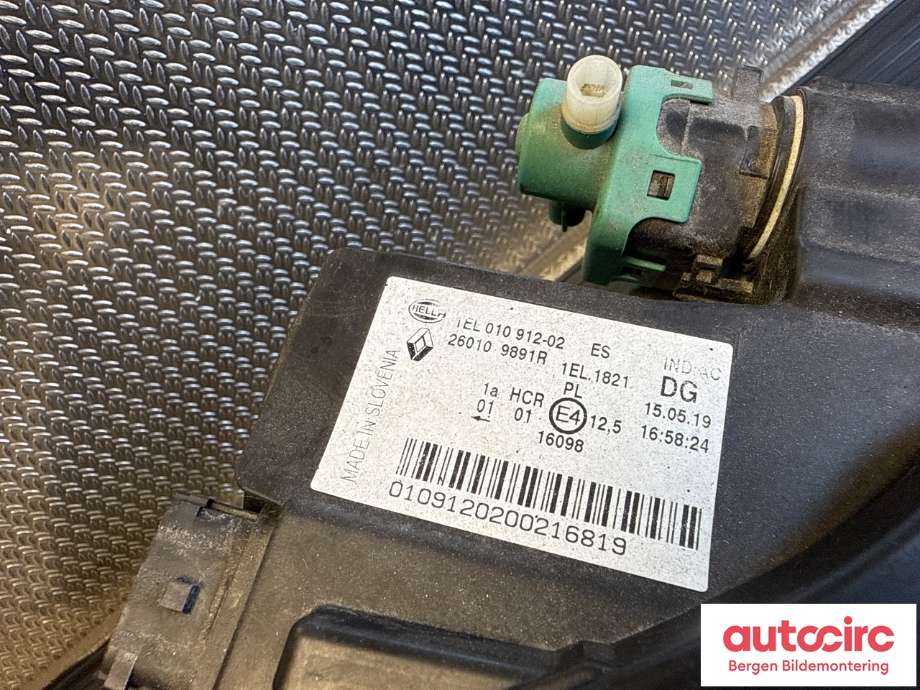 Frontlykt høyre halogen til Renault Zoe 2013-2019 (Fase 1) (RENAULT|260108268R|)