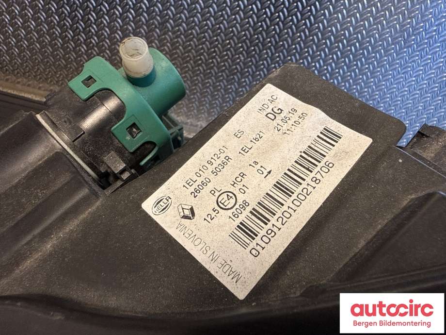 Frontlykt venstre halogen til Renault Zoe 2013-2019 (Fase 1) (RENAULT|260609522R|)
