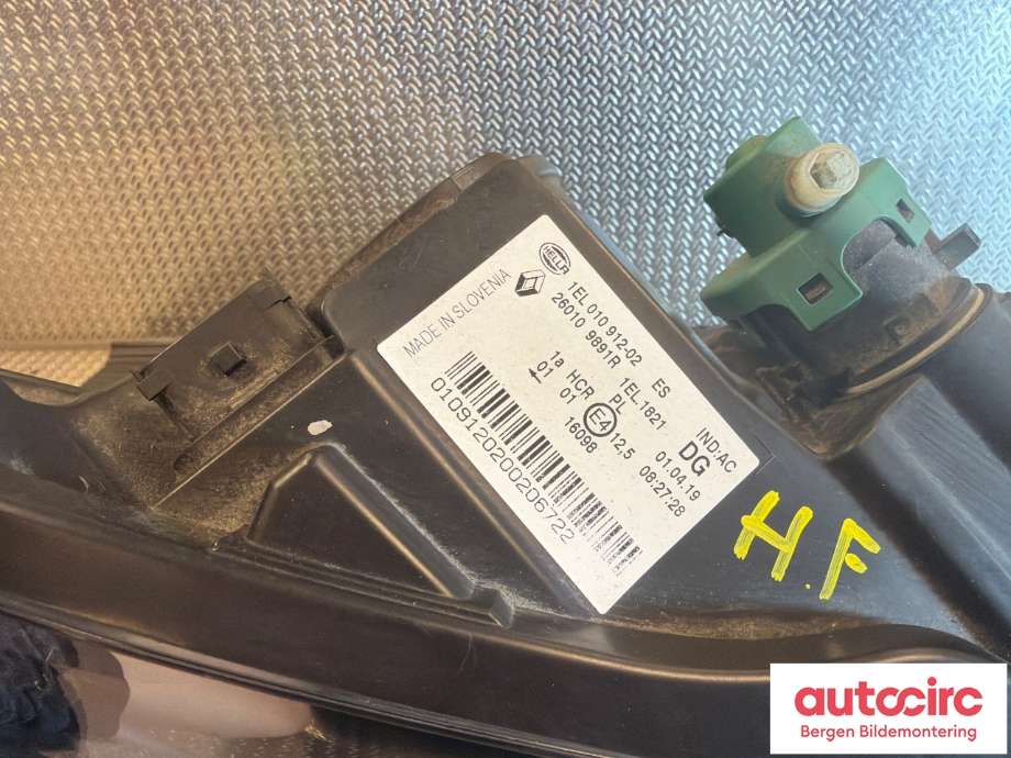 Frontlykt høyre halogen til Renault Zoe 2013-2019 (Fase 1) (RENAULT|260109891R|)
