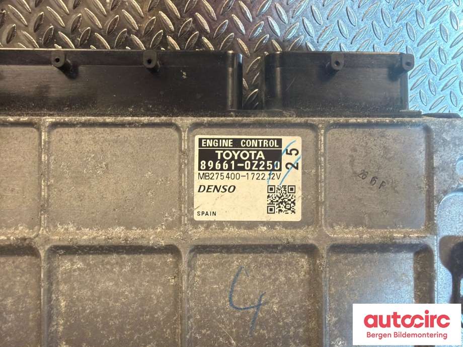 Styreenhet motor til Toyota Auris 2010-2012 (Type I, Fase 2)  (TOYOTA|896610Z250|)