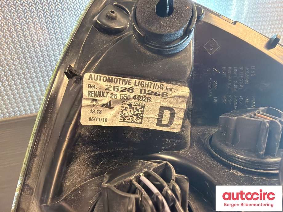 Baklykt høyre til Renault Zoe 2013-2019 (Fase 1) (RENAULT|265504492R|)