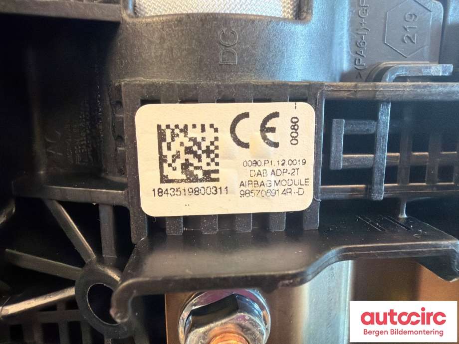 Airbag rattpute til Renault Zoe 2013-2019 (Fase 1) (RENAULT|985706914R|)
