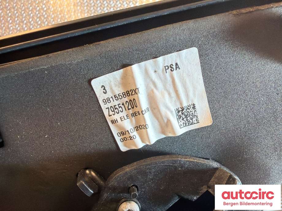 Speil høyre til Toyota Proace 2016-->> (Type II) (TOYOTA|SU001A5715||98155882XT)