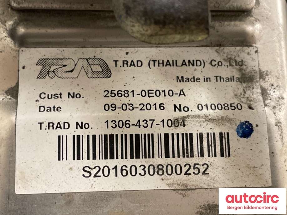 EGR-kjøler til Toyota Hilux 2016-2020 (TOYOTA|256810E010||25681-0E010-A)