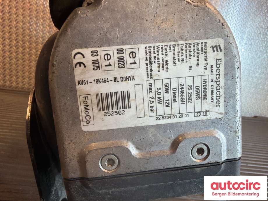 Dieselvarmer til Ford Transit Connect 2013-2018 Type II, Fase 1 (FORD|1900035|AV61-18K464-BM|AV61-18K464-BL)