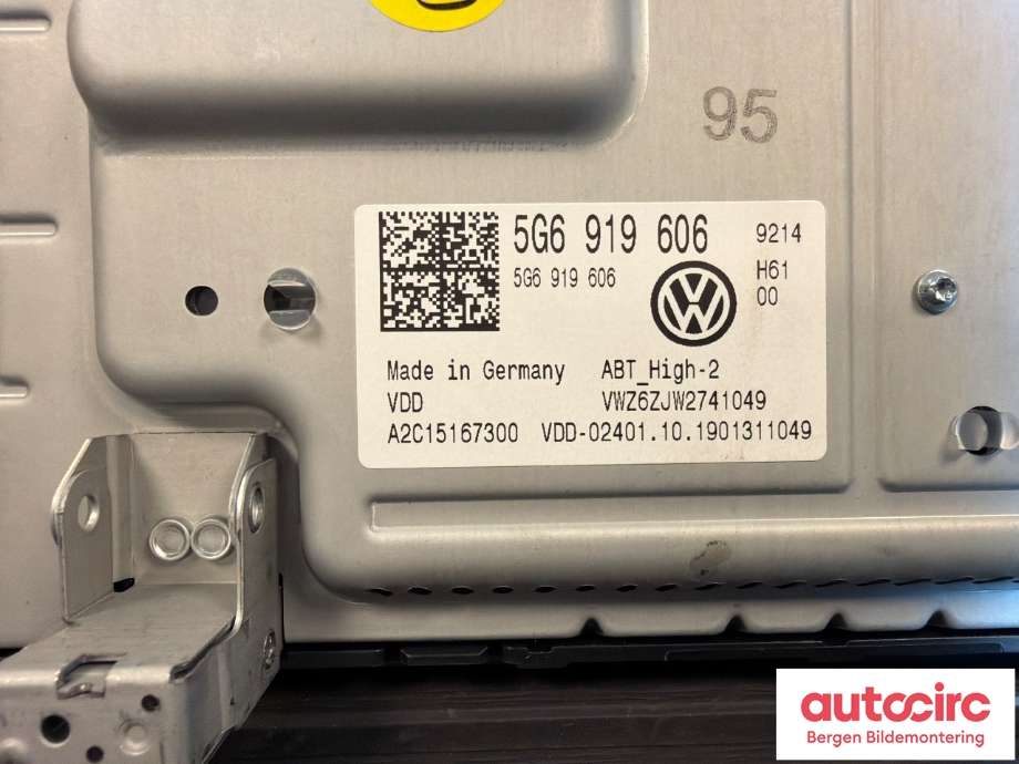 Multimedia display (MCU - Media Controller Unit) til VW e-Golf 2017-2020 (Fase 2)  (VOLKSWAGEN|5G6 919 606 C|)