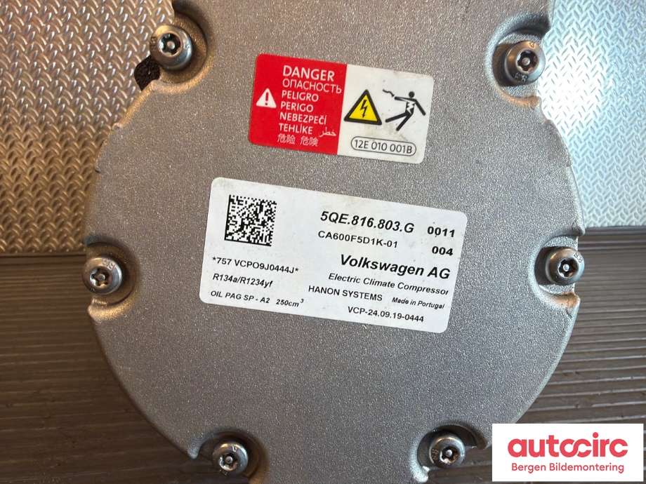 Aircondition kompressor til VW e-Golf 2017-2020 (Fase 2) (VOLKSWAGEN|5QE816803G|)