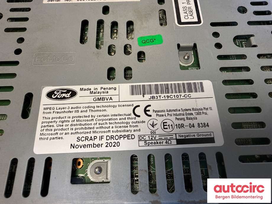 Bilstereo til Ford Ranger / Ranger Raptor 2015-2022  (FORD|2478611|JB3T-19C107-CC|)