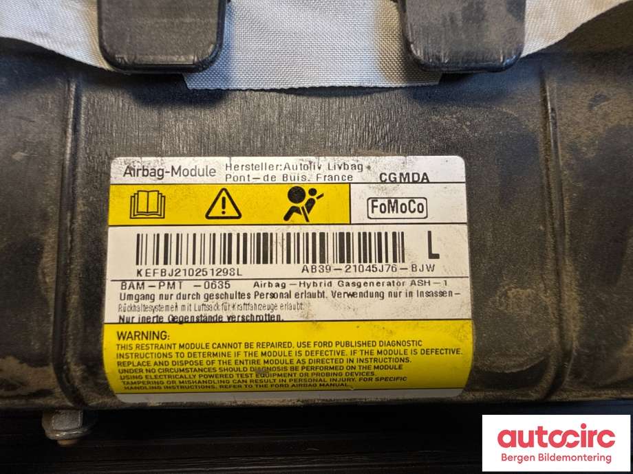 Airbag kne til Ford Ranger / Ranger Raptor 2015-2022  (2469266|AB39-21045J76-BJW3|)
