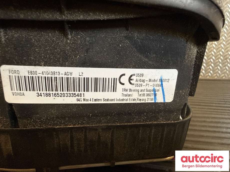 Airbag rattpute til Ford Ranger / Ranger Raptor 2015-2022 (FORD|2543980|EB3B-41043B13-AH3ZHE|)