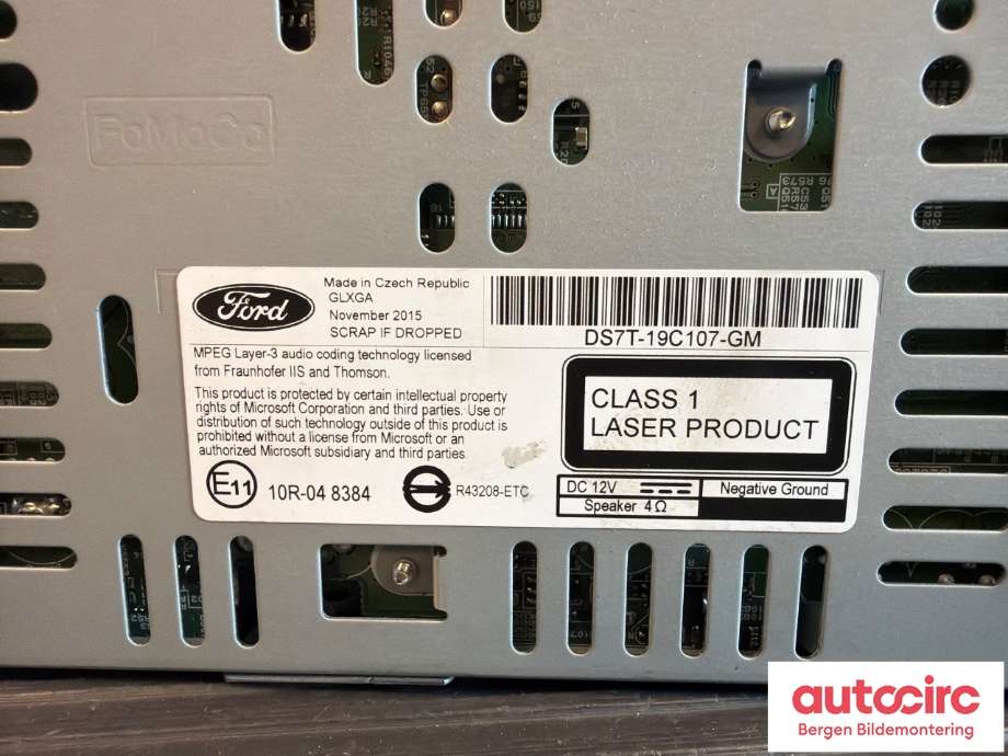 Bilstereo til Ford Mondeo 2014-2019 (Type V, Fase 1) (FORD|2172579|HS7T-19C107-NE|DS7T-19C107-GM)