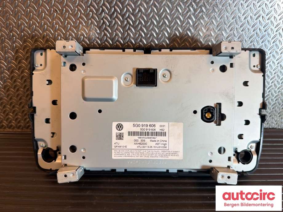 Multimedia display (MCU - Media Controller Unit) til VW e-Golf 2014-2017 (Fase 1)  (VOLKSWAGEN|5G0 919 606|)
