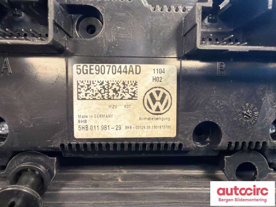 Varmeapparat betjening til VW e-Golf 2014-2017 (Fase 1)  (VOLKSWAGEN|5GE 907 044 AD|)