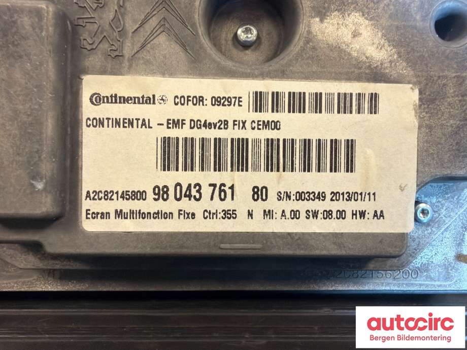 Instrument kjørecomputer til Peugeot 508 2011-2014 (Type I, Fase 1)  (PEUGEOT|98 043 761 80|)