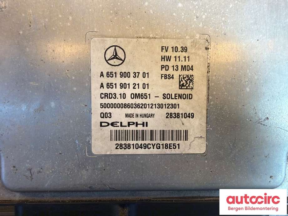Styreenhet motor til Mercedes E-Klasse, Coupe/Cab 2009-2013 (Fase 1) (C207) (C207) (MERCEDES|A 651 900 37 01|)