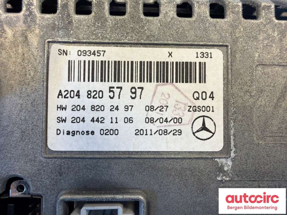 Instrument kjørecomputer til Mercedes GLK 2008-2015 (X204) (X204) (MERCEDES|A 204 820 57 97|)