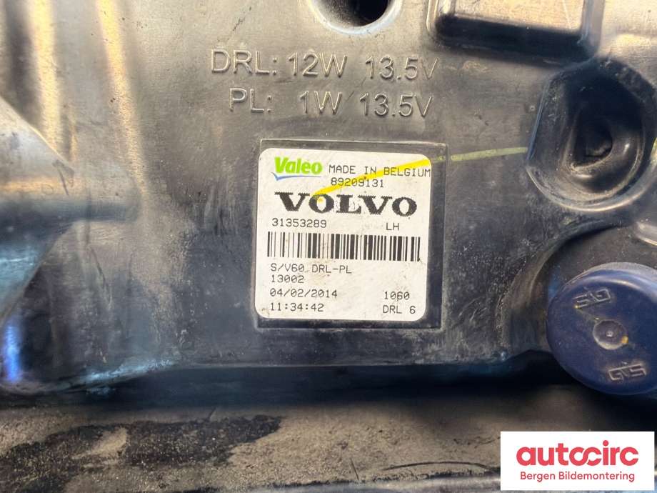 Tåkelykt venstre foran til Volvo V60/V60 CC 2013-2018 (Type I, Fase 2) (VOLVO|31353289|)