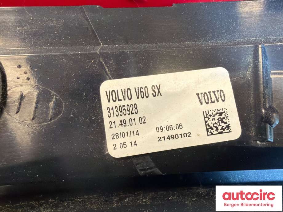 Baklykt venstre til Volvo V60/V60 CC 2013-2018 (Type I, Fase 2) (VOLVO|31395928|)