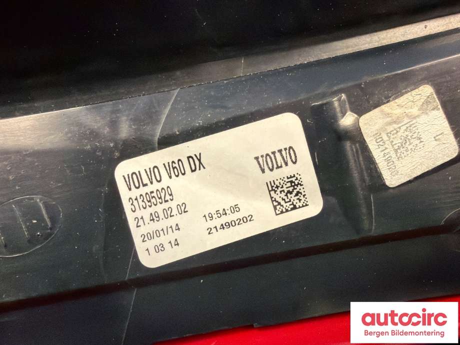 Baklykt høyre til Volvo V60/V60 CC 2013-2018 (Type I, Fase 2) (VOLVO|31395929|)