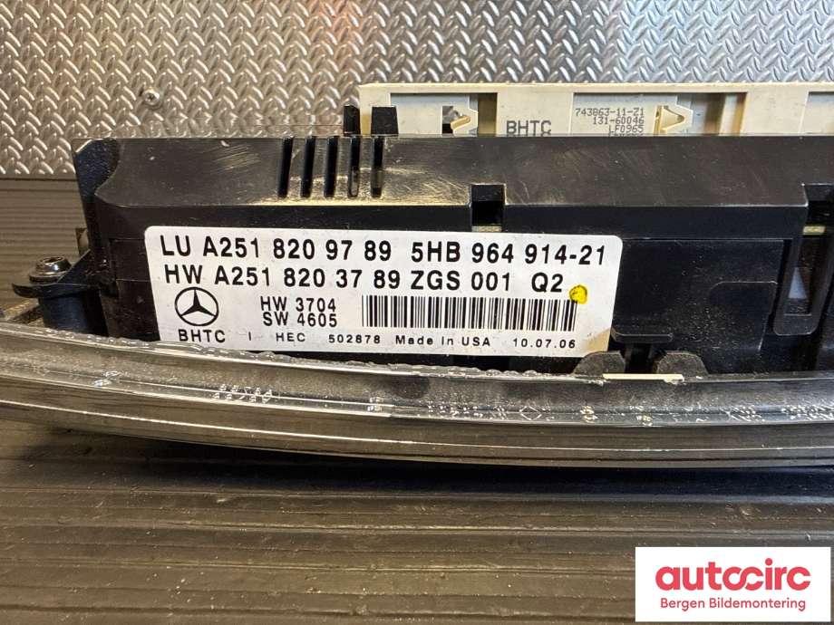Varmeapparat betjening til Mercedes GL 2006-2012 (X164) (X164) (A 164 870 73 10|A 251 900 00 01|)