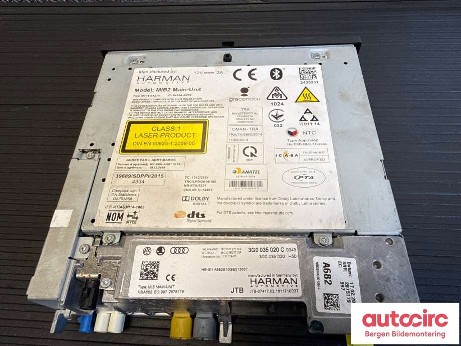 Bilstereo til VW e-Golf 2014-2017 (Fase 1)  (3G0 035 020 C|)