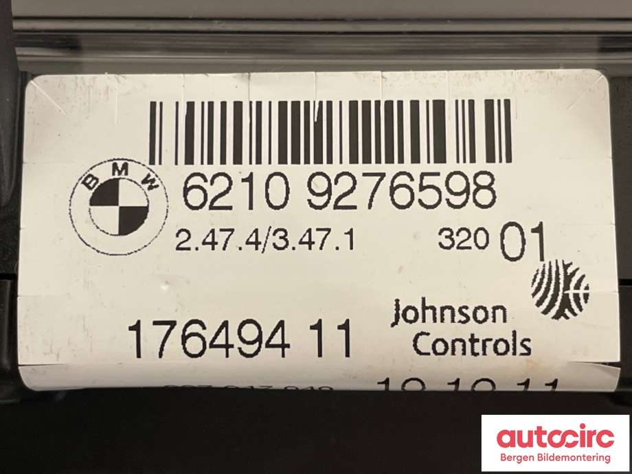 Instrumentpanel til BMW 1-Serie 2011-2015 (Fase 1) (F20/F21) (F20/F21) (BMW|62108792064|62108794208|6210 9276598)