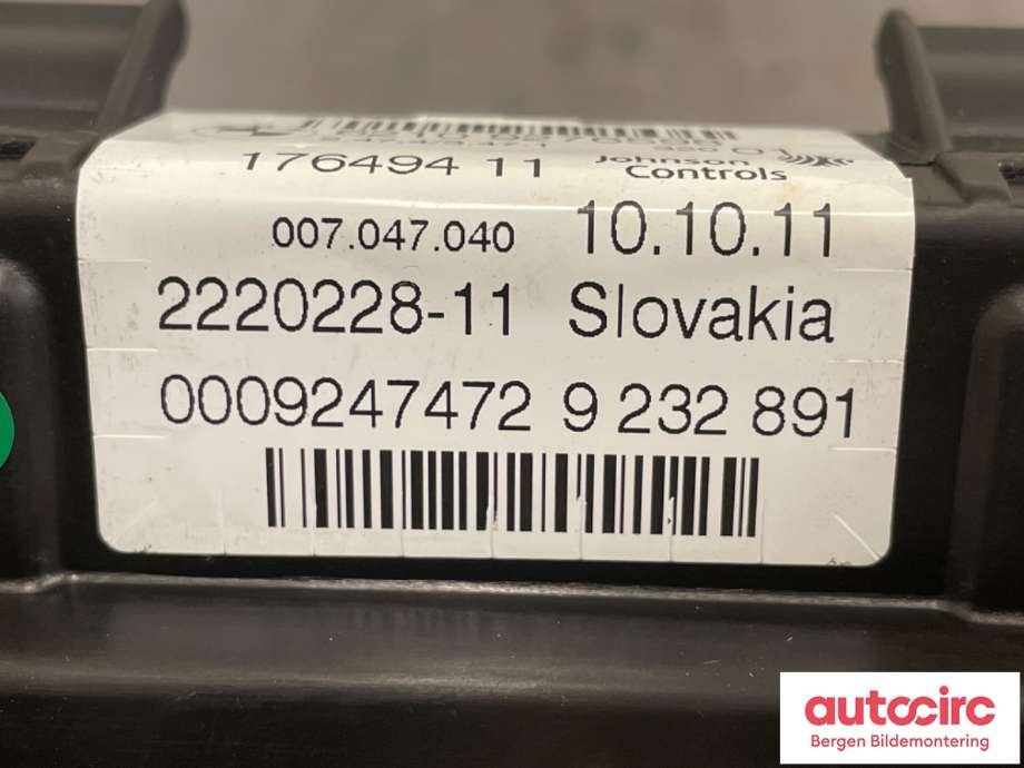 Instrumentpanel til BMW 1-Serie 2011-2015 (Fase 1) (F20/F21) (F20/F21) (BMW|62108792064|62108794208|6210 9276598)