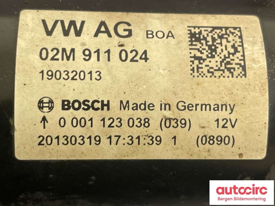Starter diesel til VW Caddy 2010-2015 (Type III, Fase 2)  (VOLKSWAGEN|02M 911 024 P||0 001 123 038)