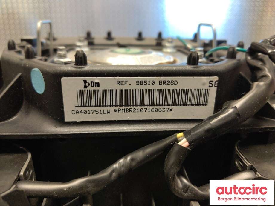 Airbag rattpute til Nissan Qashqai 2010-2014 (Type I, Fase 2)  (NISSAN|98510BR26D|)