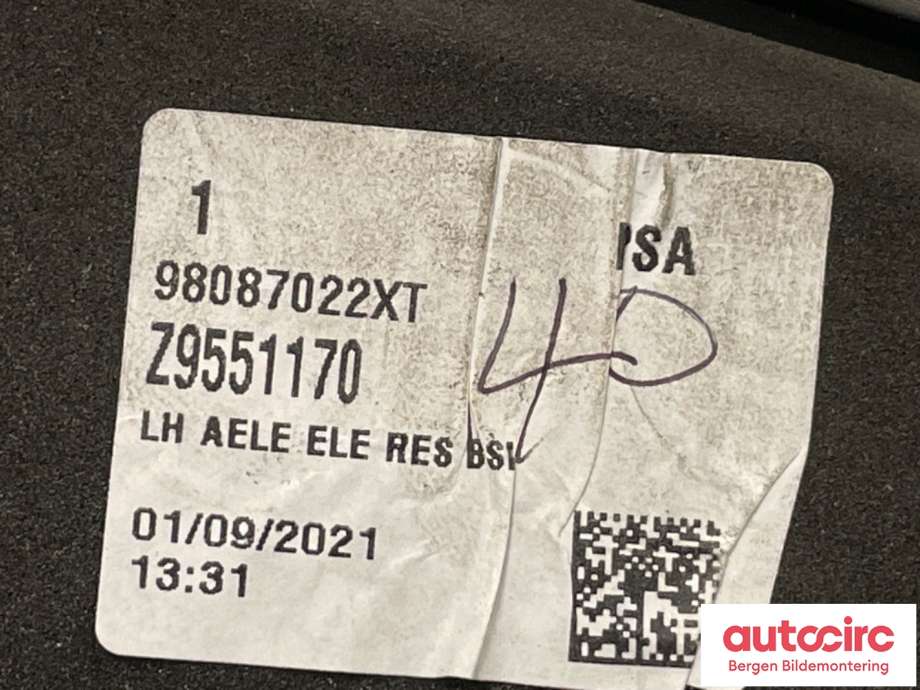 Speil venstre til Peugeot Expert 2016-->> (Type III)  (PEUGEOT|98 087 022 XT|)