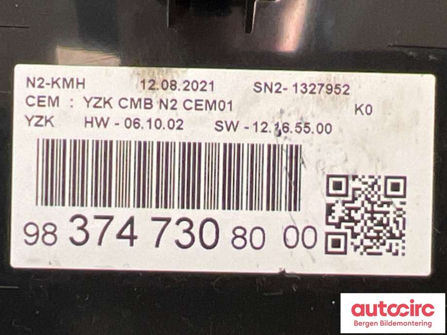 Speedometer til Peugeot Expert 2016-->> (Type III)  (PEUGEOT|98 374 730 80|)