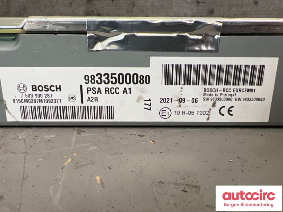 Bilstereo til Peugeot Expert 2016-->> (Type III)  (PEUGEOT|16 666 343 80||9833500080)