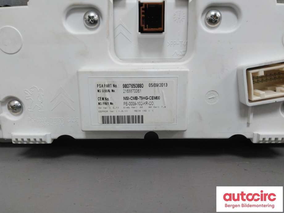 Speedometer til Peugeot 308 2013-2021 (Type II)  (Peugeot|16 113 767 80|16 141 742 80|)