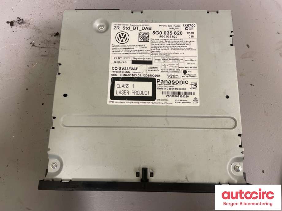 Bilstereo forsterker til VW Golf VII 2012-2017 (Fase 1)  (VOLKSWAGEN|5G0 035 820 A||5G0 035 820)
