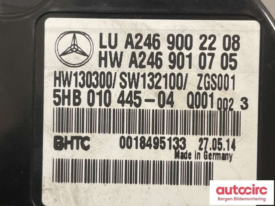 Varmeapparat betjening til Mercedes A-Klasse 2012-2018 (W176) (W176) (MERCEDES|A 246 900 22 08|)