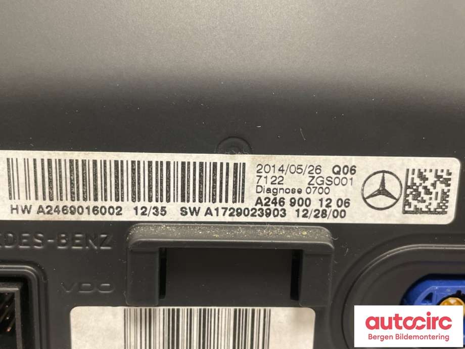 Instrument kjørecomputer til Mercedes A-Klasse 2012-2018 (W176) (W176) (MERCEDES|A 246 900 12 06|)