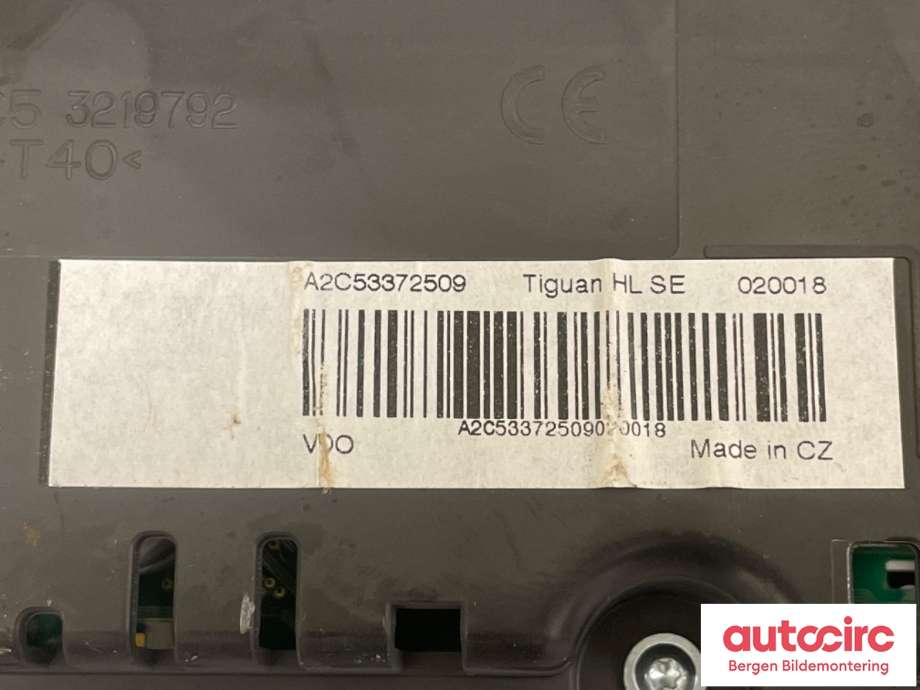Speedometer til VW Tiguan 2007-2011 (Type I, Fase 1) (VOLKSWAGEN|f 5N0 920 871 C|)