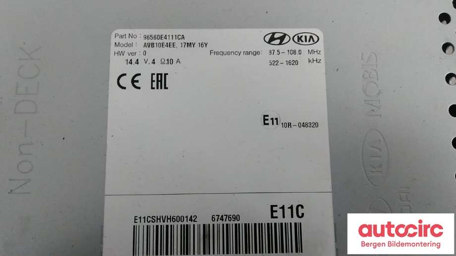 Instrument kjørecomputer til Kia Soul 2014-2019 (Type II)  (KIA|96560E4111CA|)