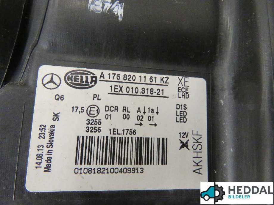 Frontlykt venstre xenon til Mercedes A-Klasse 2012-2018 (W176) (W176) (MERCEDES|A 176 820 27 61|)