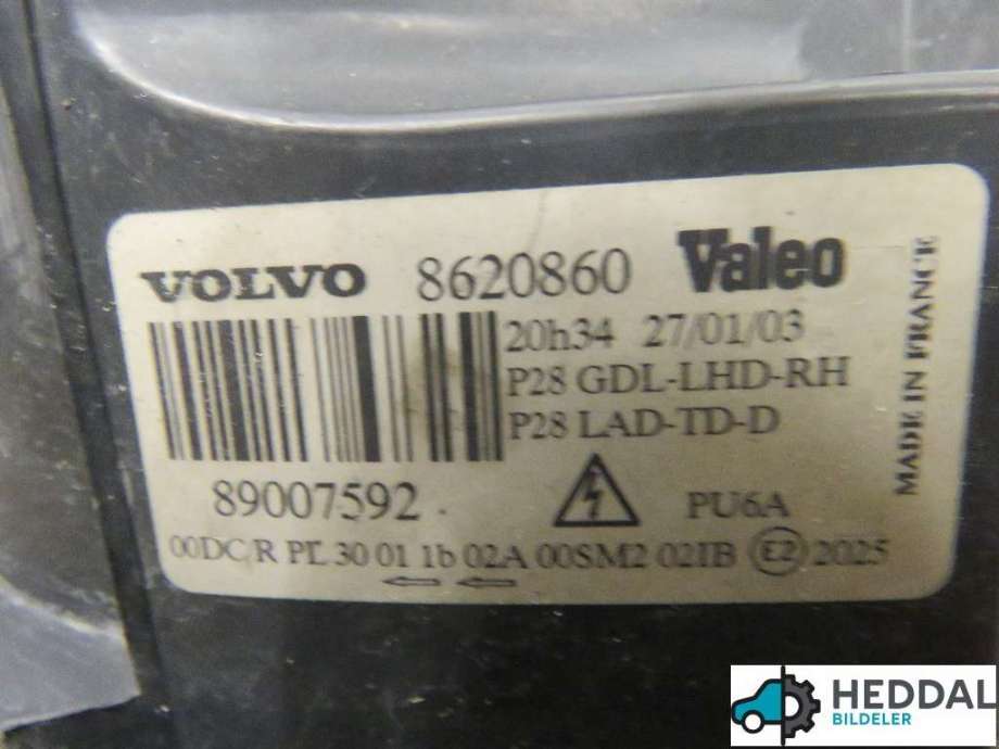 Frontlykt høyre halogen til Volvo XC90 2002-2006 (Type I, Fase 1)  (31111187|)