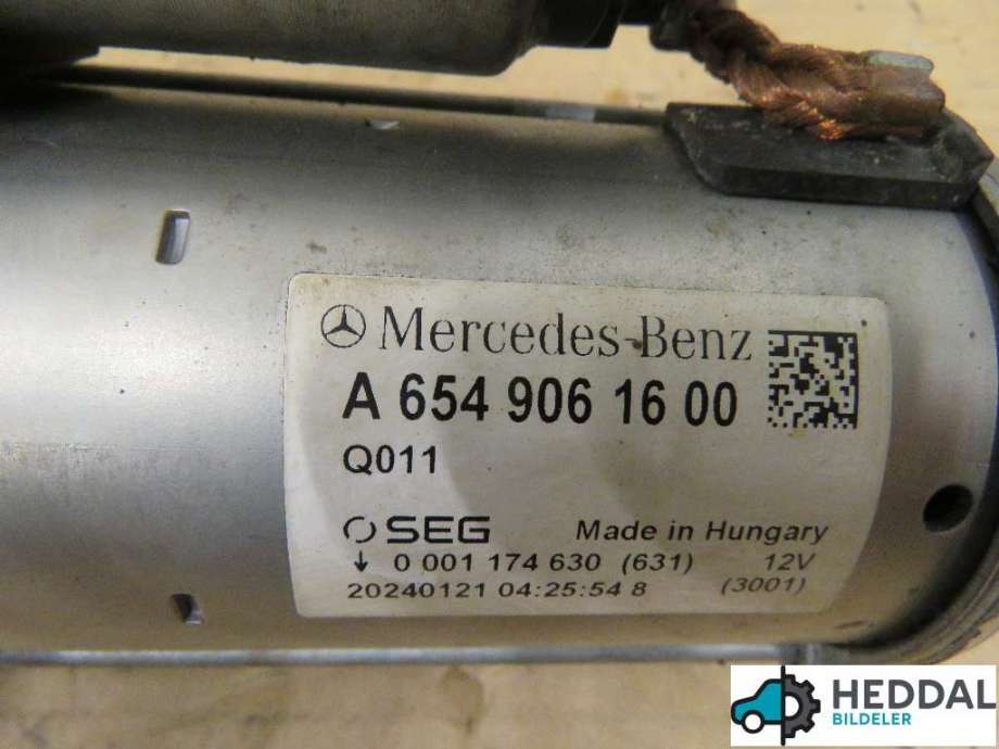 Starter diesel til Mercedes Sprinter 2018-->> (907/910) (907/910) (MERCEDES|A 654 906 16 00|)