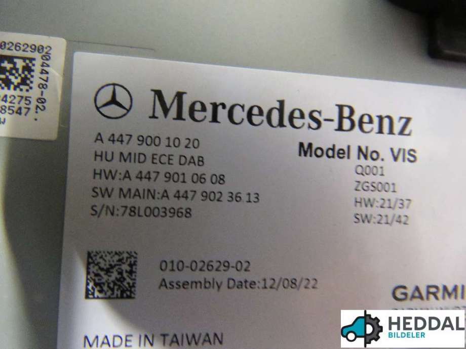 Bilstereo til Mercedes Vito 2014-->> (W447) (W447) (MERCEDES|A 447 900 10 20|)