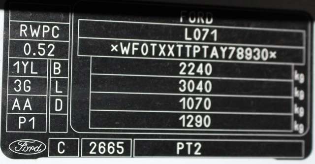 Ford Transit Connect 2009-2013 (Type I, Fase 2) , Motorkode: RWPC, Girkassekode: