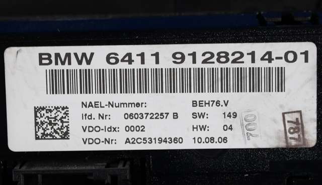 Varmeapparat betjening til BMW 3-Serie 2005-2011 (E90/E91/E92/E93) (E90/E91/E92/E93) (VDO|A2C53194360|64.11-9 128 214|)