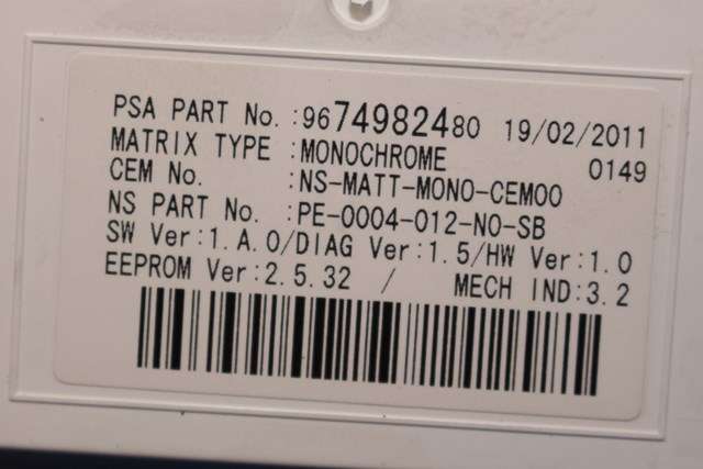 Instrumentpanel til Peugeot 5008 2010-2017 (Type I)  (YAZAKI|69189-770U|96 764644 80 T8|)